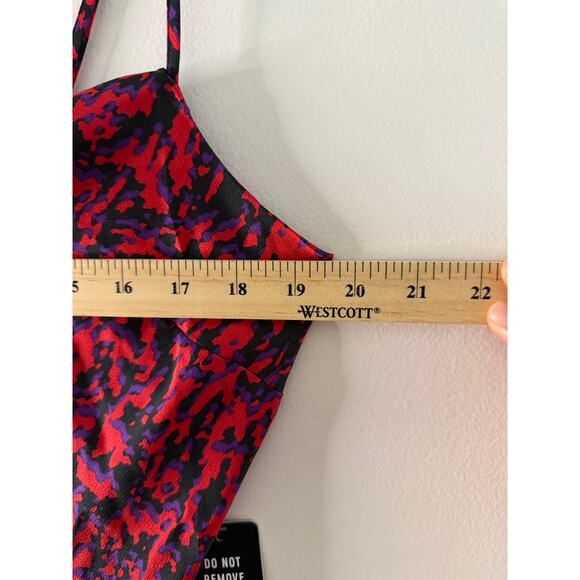 NWT Express Womens Satin Y2K Style Abstract Cowl Neck Slip Dress Spaghetti Large - Picture 6 of 6